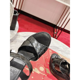 Christian Louboutin Almerio Espadrille Wedges 120mm Embossed Leather Black