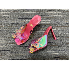 Christian Louboutin Iridescent Leather Mule Sandals 100 Mm TPU Pink