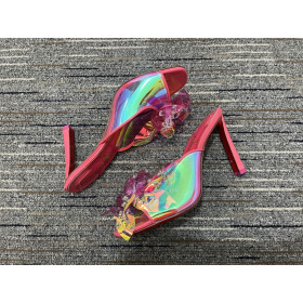Christian Louboutin Iridescent Leather Mule Sandals 100 Mm TPU Pink