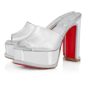 Christian Louboutin Amali Mule Alta 130 Mm Nappa Leather Silver