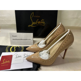 Christian Louboutin Anjalina Spike Pump Studded Nude Patent Leather