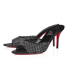 Christian Louboutin Apostropha Mule Mesh Strass 80 Mm Mules Black