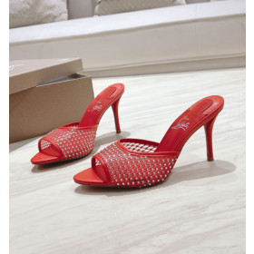 Christian Louboutin Apostropha Mule Mesh Strass 80 Mm Mules Red