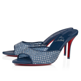 Christian Louboutin Apostropha Mule Mesh Strass 80mm Blue