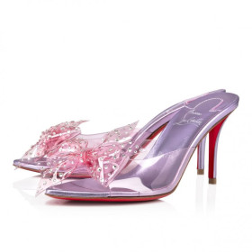 Christian Louboutin Aqua Strass 80mm Mules Pvc Iridescent Nappa Leather And Strass Parme