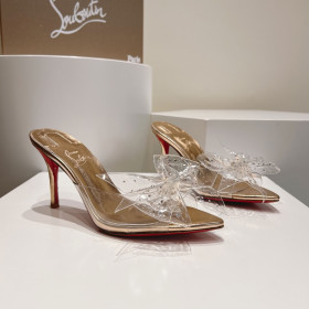 Christian Louboutin Aqua Strass 80mm Mules Pvc Iridescent Nappa Leather And Strass Gold