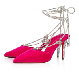 Christian Louboutin Astrid Lace Strass 85 Mm Strappy Pumps Velvet And Strass Glam