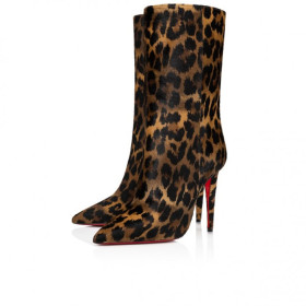 Christian Louboutin Astrilarge Booty 100 Mm Low Boots Pony Kitty Leopard Print