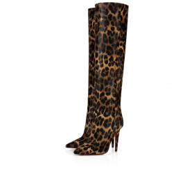 Christian Louboutin Astrilarge Botta 100 Mm Boots Pony Kitty Leopard Print