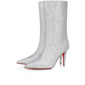 Christian Louboutin Astrilarge Strass Booty 85mm All-Over Sparkling Strass Silver