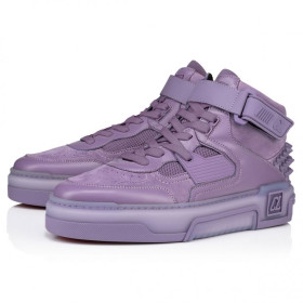 Christian Louboutin Astroloubi Mid High-Top Sneakers Calf Leather Veau Velours And Rubber Parme