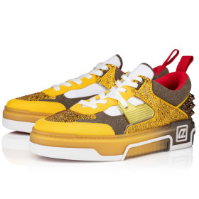 Christian Louboutin Astroloubi Strass Sneakers Veau Velours Strass Yellow