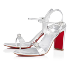 Christian Louboutin Atmospheria 85 Mm Sandals Specchio Leather Silver