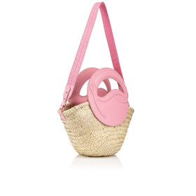 Christian Louboutin Biloumoon Basket Small Basket Raffia And Calf Leather Calipso