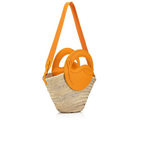 Christian Louboutin Biloumoon Basket Small Basket Raffia And Calf Leather Hibiscus