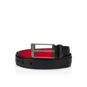 Christian Louboutin Bizzbelt Belt 30mm Grained Calf Leather Black