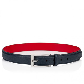 Christian Louboutin Bizzbelt Belt 30mm Grained Calf Leather Navy Blue