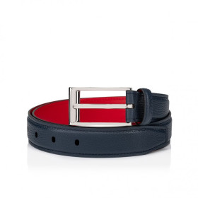 Christian Louboutin Bizzbelt Belt 30mm Grained Calf Leather Navy Blue