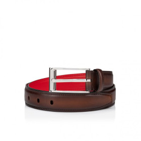 Christian Louboutin Bizzbelt Belt 30mm Men Patinated Calf Leather Havane