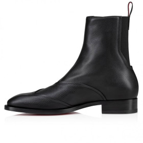 Christian Louboutin Boabi Chelsea Boots Calf Leather Petit Grain Black