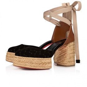 Christian Louboutin Brigissima 70 Mm Espadrilles Braided Calf Leather Black