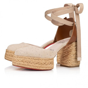 Christian Louboutin Brigissima 70 Mm Espadrilles Braided Calf Leather Leche