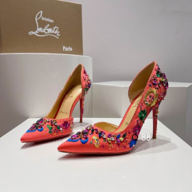 Christian Louboutin Brodiriza Embellished D'orsay Pumps 100mm Satin Multicolor