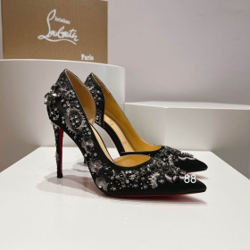 Christian Louboutin Brodiriza Embellished D'orsay Pumps 100mm Satin Black