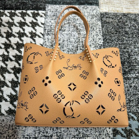 Christian Louboutin Cabarock Spikes Tote Grained Calfskin Loubinthesky Turmeric