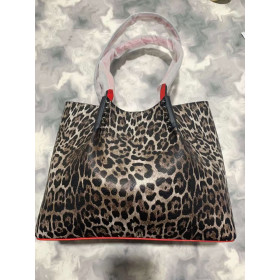 Christian Louboutin Cabarock Tote Bag Leopard Print Leather Brown