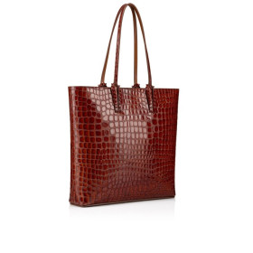 Christian Louboutin Cabata Tote Bag Alligator Embossed Calf Leather Acajou