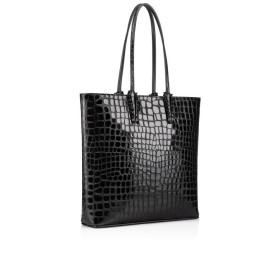 Christian Louboutin Cabata Tote Bag Alligator Embossed Calf Leather Black