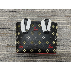 Christian Louboutin Cabata Tote Bag Embellished Spikes Calf Leather Black