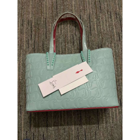 Christian Louboutin Cabata Tote Bag Monogrammed Cl Embossed Nappa Blue