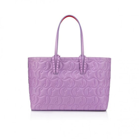 Christian Louboutin Cabata Tote Bag Monogrammed Cl Embossed Nappa Parme
