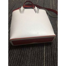 Christian Louboutin Cabata Tote Bag Spikes Calf Leather White
