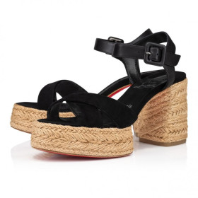 Christian Louboutin Calakala 85 Mm Espadrilles Suede And Calf Leather Black