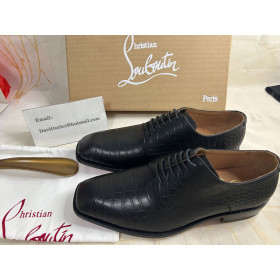 Christian Louboutin Capitano Oxford Crocodile-Embossed Calf Leather Black