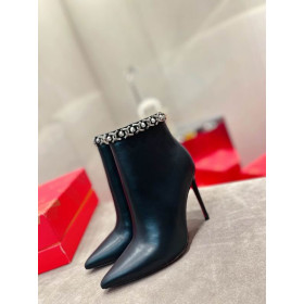 Christian Louboutin Chain Booty Ankle Boots 100mm Calfskin Black