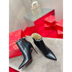 Christian Louboutin Chain Booty Ankle Boots 100mm Calfskin Black
