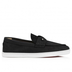 Christian Louboutin Chambeliboat Boat Shoes Reversed Nubuck Leather Black