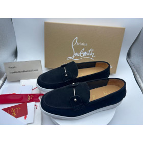 Christian Louboutin Chambeliboat Boat Shoes Reversed Nubuck Leather Black