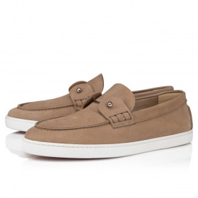 Christian Louboutin Chambeliboat Boat Shoes Reversed Nubuck Leather Lionne