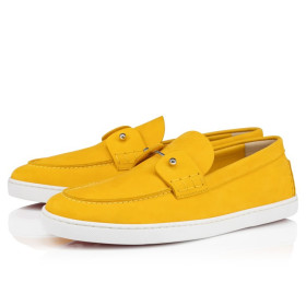 Christian Louboutin Chambeliboat Boat Shoes Reversed Nubuck Leather Pollen