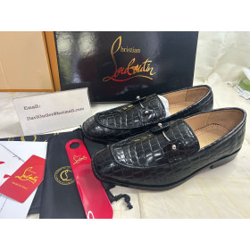 Christian Louboutin Chambelimoc Loafers Alligator Embossed Calf Leather Black