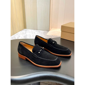 Christian Louboutin Chambelimoc Loafers Suede Calf Leather Black