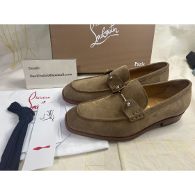 Christian Louboutin Chambelimoc Loafers Suede Calf Leather Sand