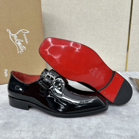 Christian Louboutin Chambelimonk Derbies Patent Leather Black Red