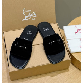 Christian Louboutin Chambelimule Mules Suede Calf Leather Black