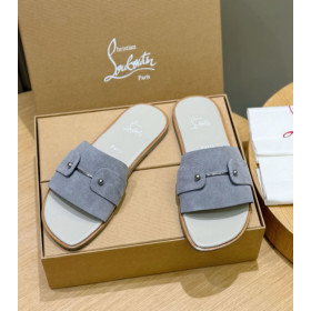 Christian Louboutin Chambelimule Mules Suede Calf Leather Gray